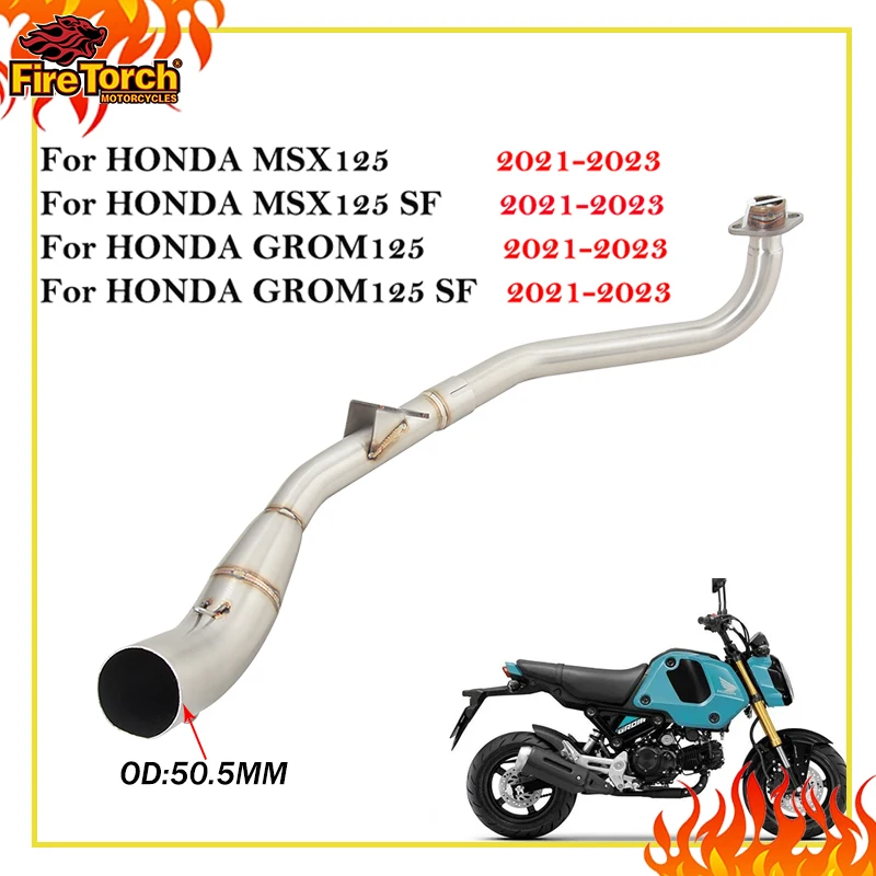 

Slip On For Honda GROM125 MSX125 GROM125SF MSX125SF 2021 2022 2023 Motorcycle Exhaust Muffler Systems Header Front Mid Link Pipe