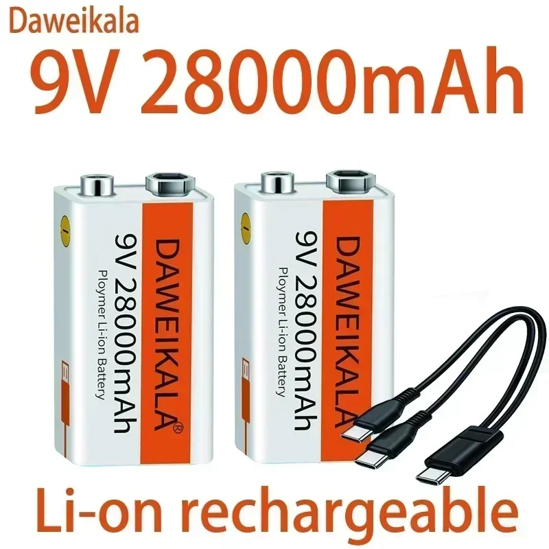 For Li-ion Rechargeable Battery, Micro USB Battery, Multimeter Microphone Toy Remote Control for KTV, 9 V Lithium, 28000mAh