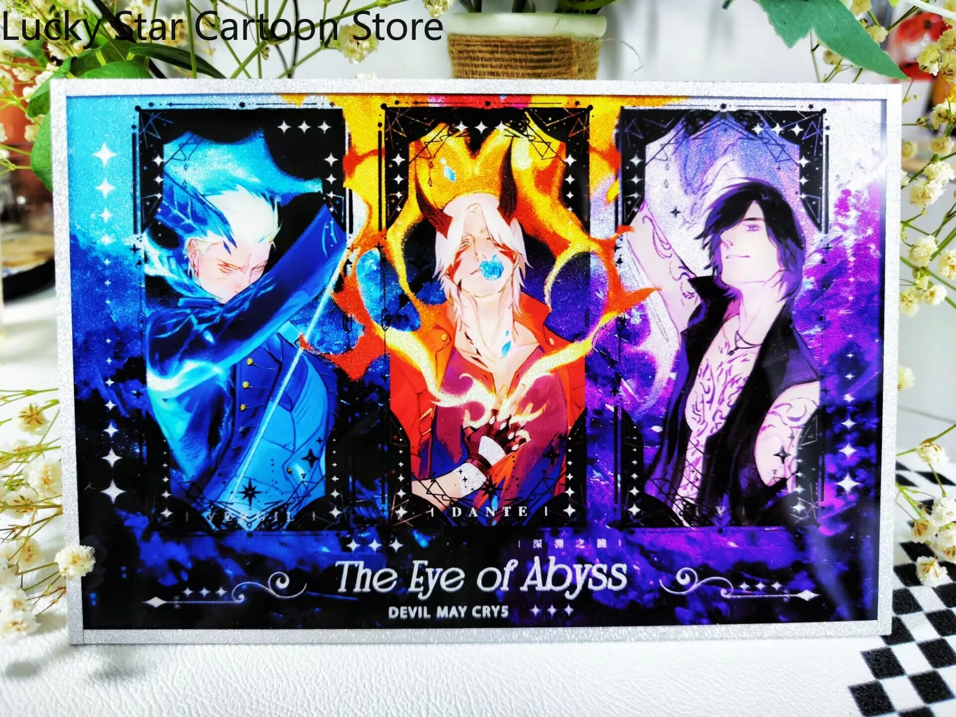 Diabo pode chorar vergil dante acrílico cor conjunto de papel cartão postal coleção anime cosplay presente aniversário dia das bruxas