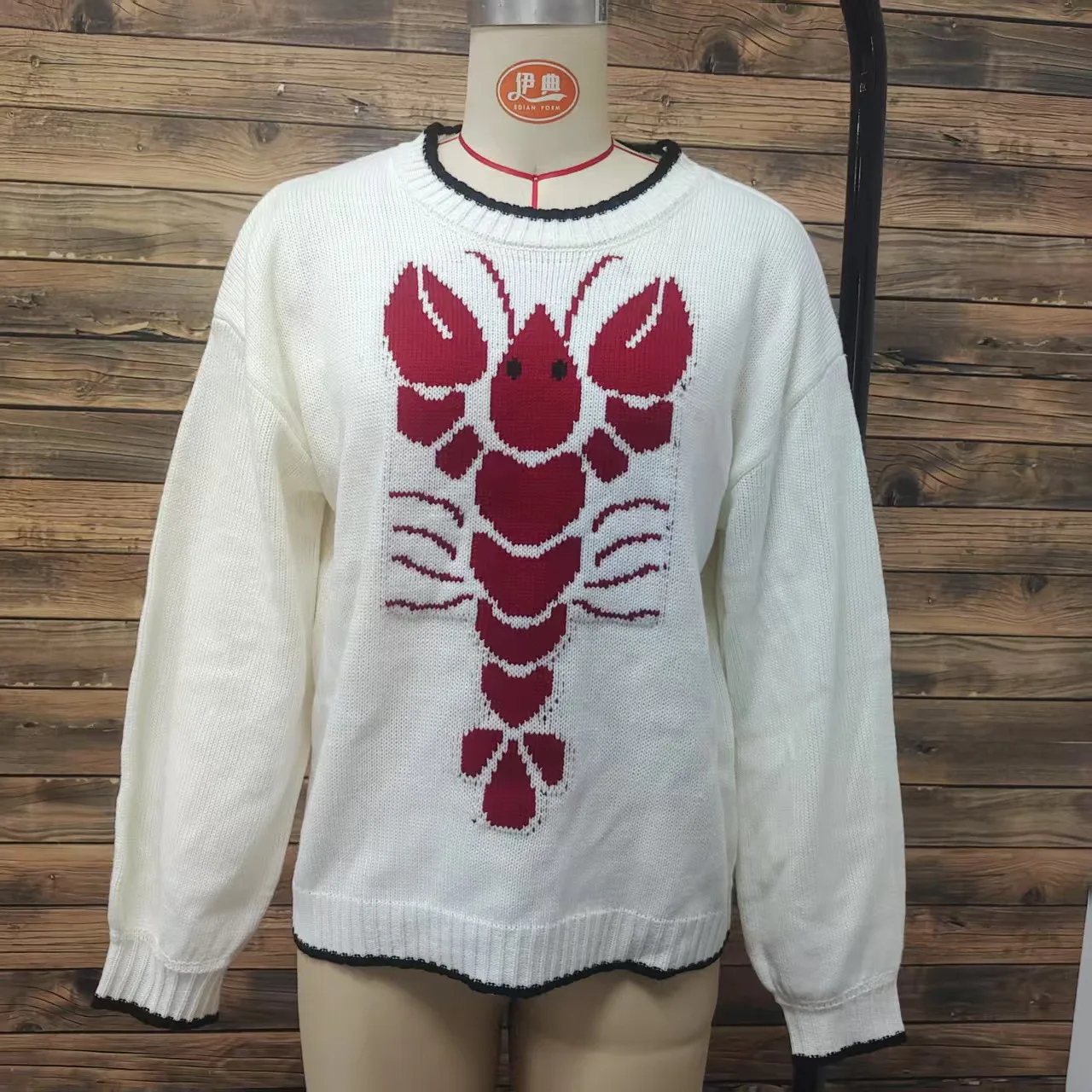 Sweter Pullover Atasan Rajut Gambar Hewan Wanita 2025 Pakaian Rajut Jumper Rajutan Wanita Kantor Kasual Kerah Bulat Musim Gugur Musim Dingin