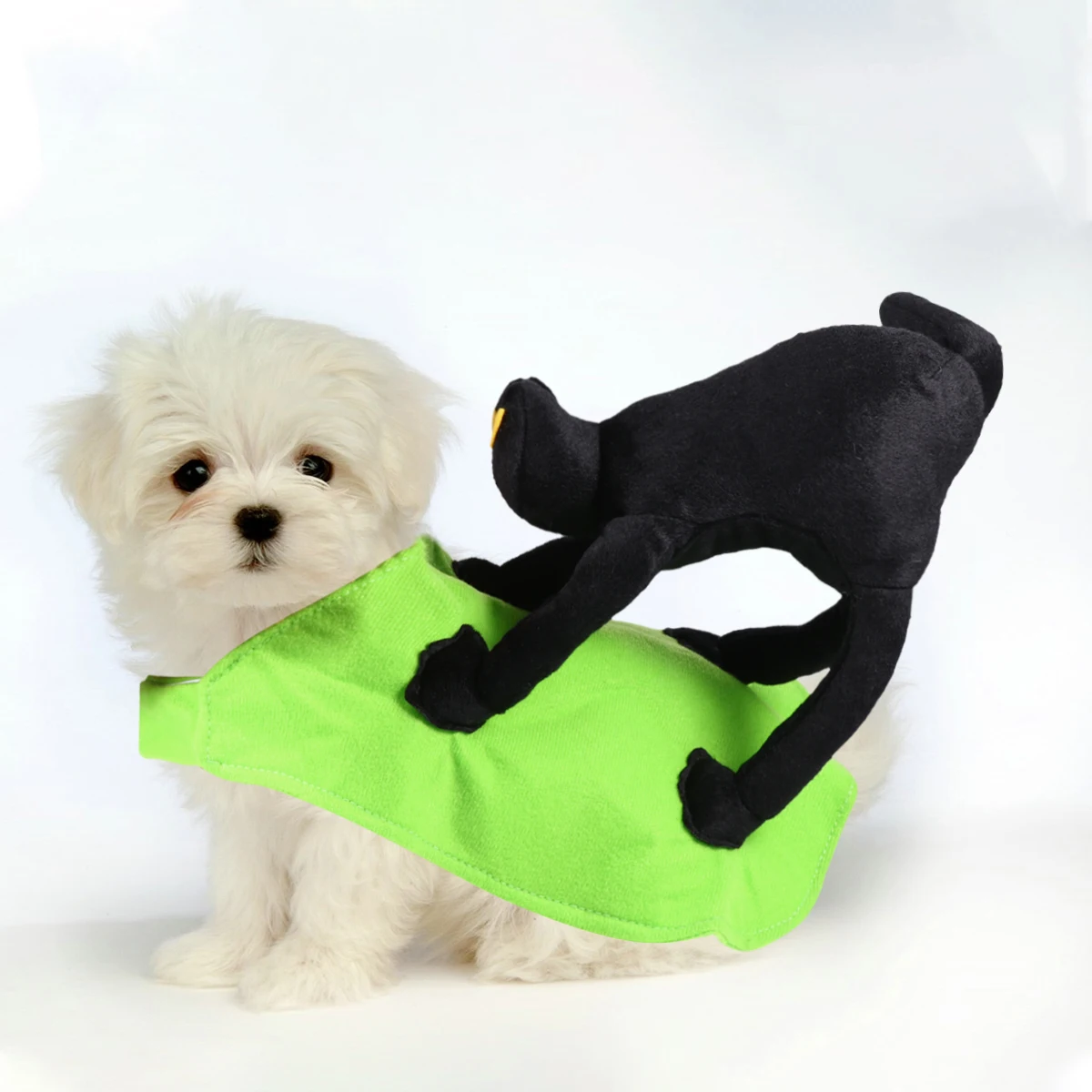 

Dog Clothes Halloween Riding Design Polyester Costume Lovely Party Cosplay Pet Clothes Black Cat Riding Comfortable Travel