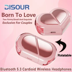 TWS Heart Shaped In-Ear Bluetooth Headset, elegante fone de ouvido sem fio, fones de ouvido femininos, Casal Presen, novo