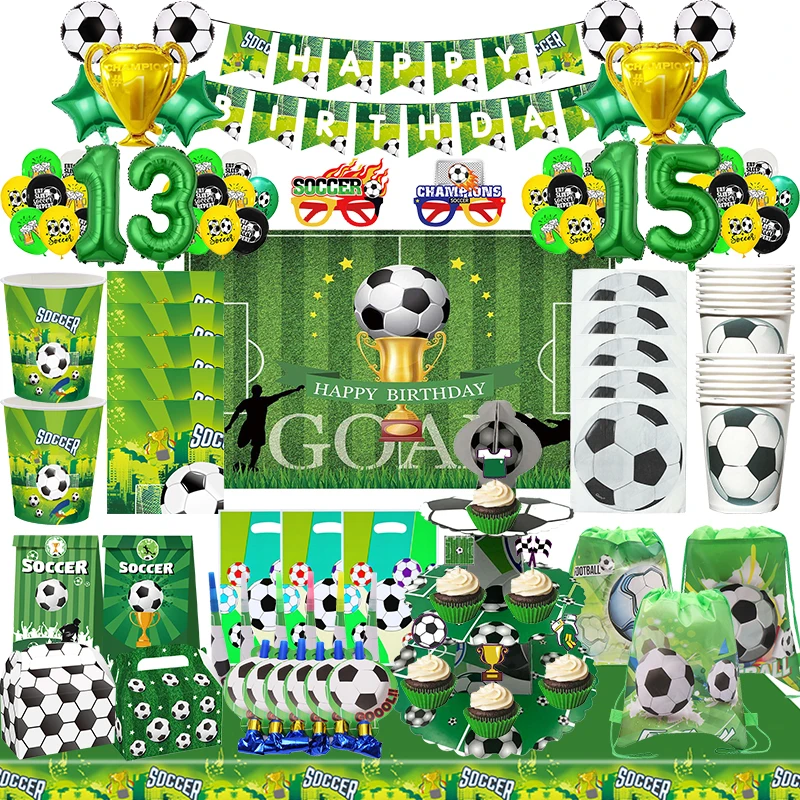 Football Theme Birthday Party Decorations Soccer Paper Plates Cup Napinks Football Maze Game Party Balloons Sports Supplies Kids