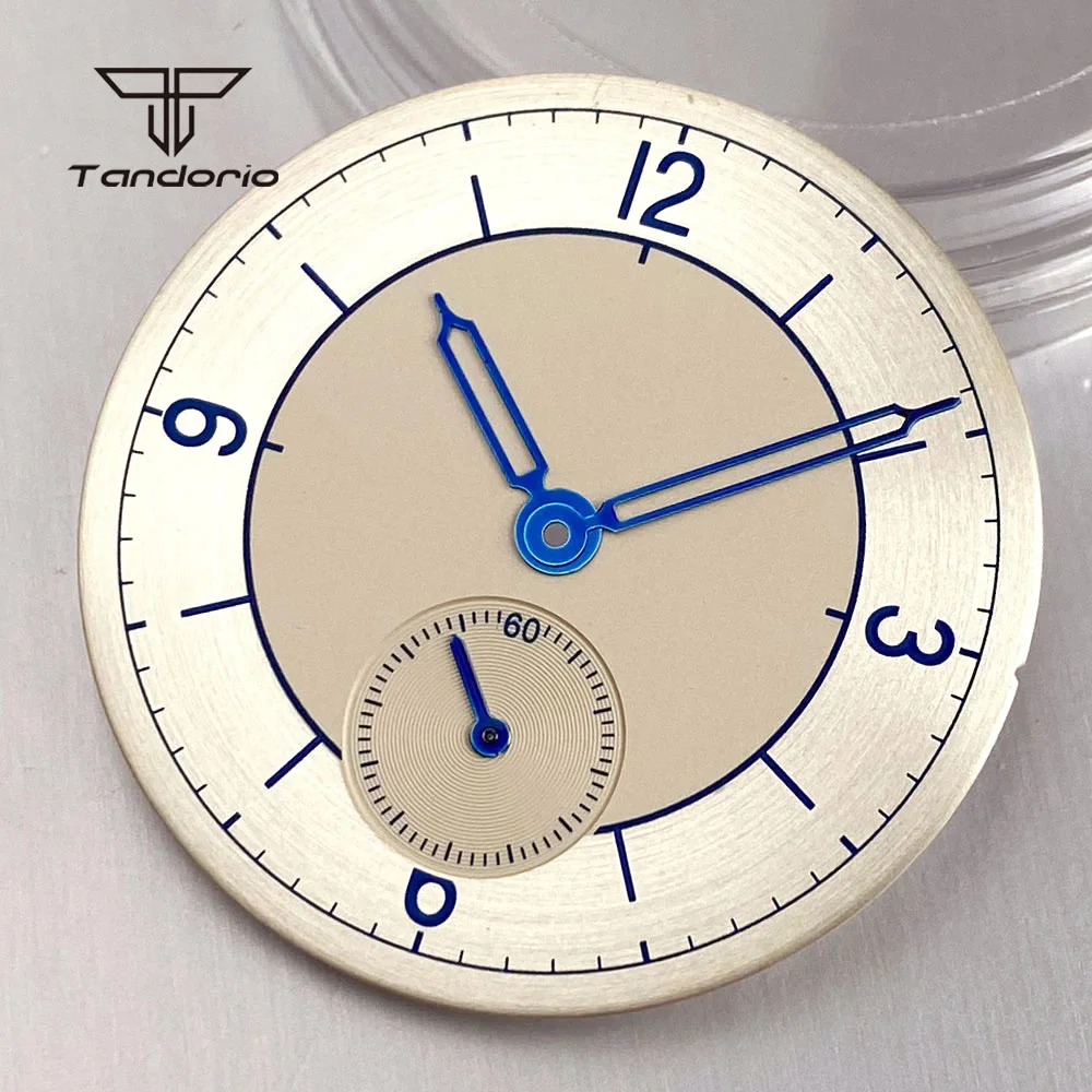 Fit for ST1701 30.9mm Watch Dial+Blue Hands Set Sterile Retro Wristwatch Face 6 o'clock Sub-dial Silver/Beige Color Accessories