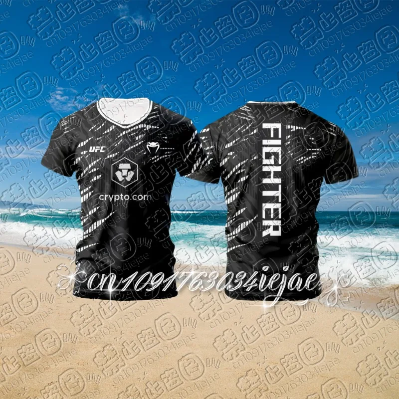 

2026 UFC Мужская летняя футболка с круглым вырезом и 3D принтом, женский детский повседневный уличный модный топ