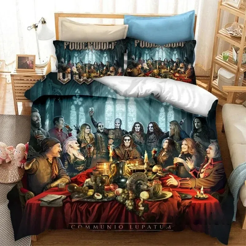 3D Print Powerwolf Band Bedding Set Duvet Cover Bed Set Quilt Cover Pillowcase Comforter king Queen Size Boys Adult Bedding Set