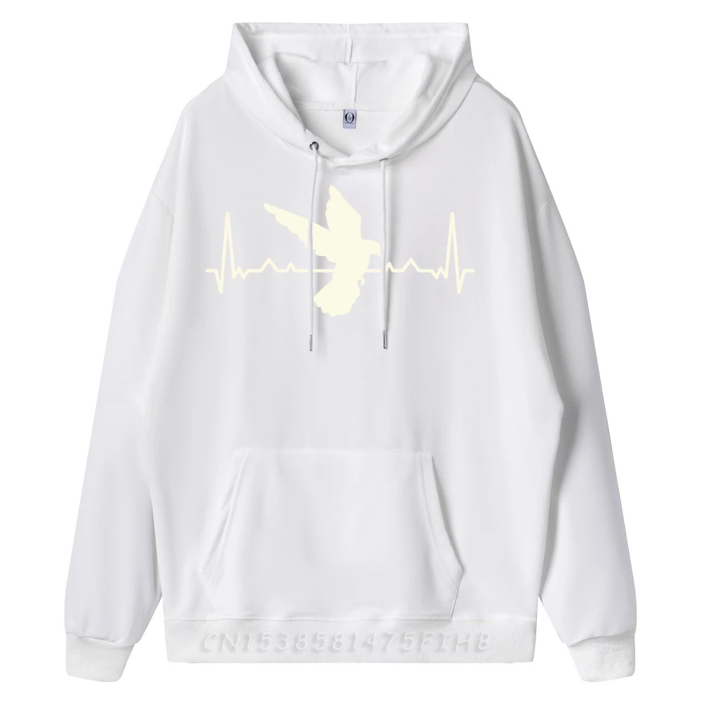 Bird Heartbeat Graphic Sweatshirts Men Polyester Fiber Designer Clothes Men Party