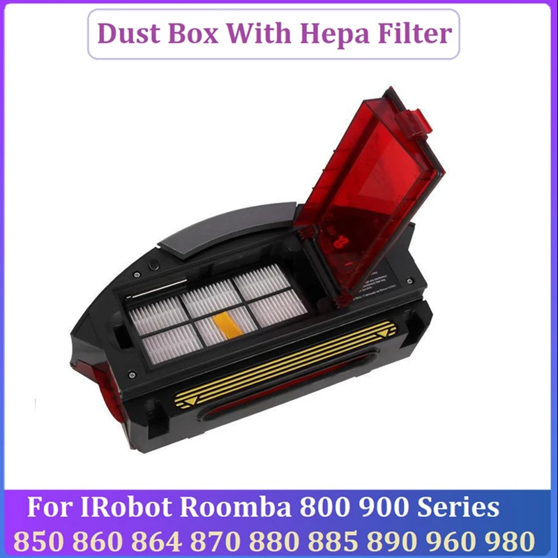 

Dust Box With Hepa Filter For Irobot Roomba 800 900 Series 850 860 864 870 880 885 890 960 980 Robot Vacuum Accessories Parts