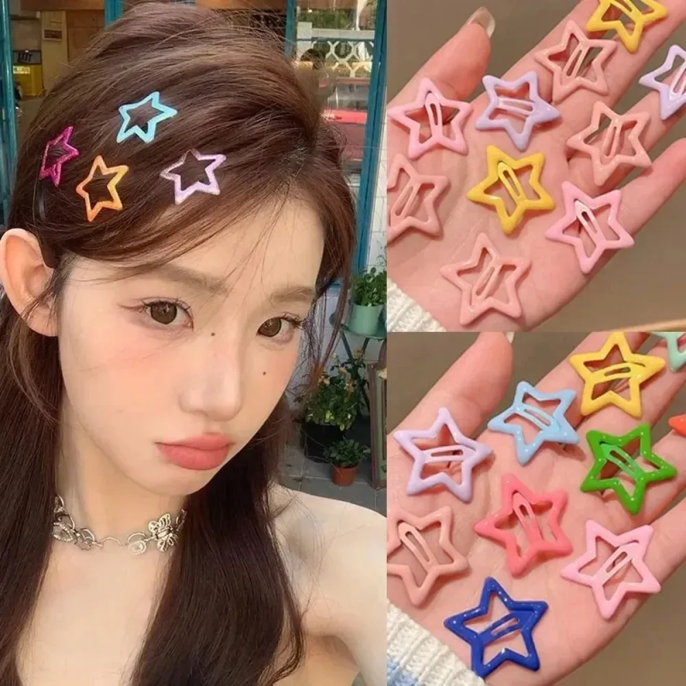 10 pz Colorato Kawaii Star Barrettes Y2K Ragazze Dolci BB Solid Star Fermagli Per Capelli In Metallo A Scatto Clip di Capelli Copricapo Gioielli Per Capelli Regali