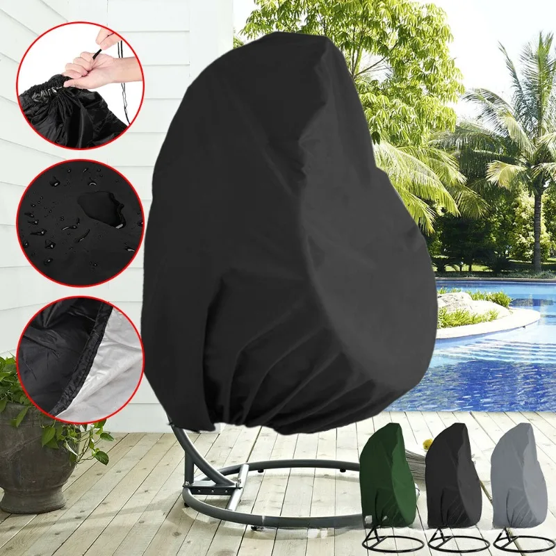 210D Black Outdoor Swing Chair Eggshell Dust and Waterproof Cover Chair Cover Sunblock Cover