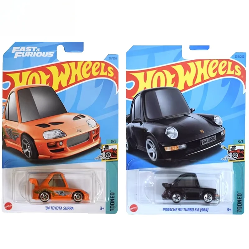 Coche Hot Wheels genuino Tooned Fast & Furious 1/64 chico niños juguetes para niños Diecast Porsche 911 Turbo 3,6 964 Toyota Supra regalo