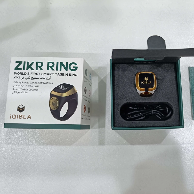 2024 IQibla Smart Zikr Ring Lob Tasbih Tally Elektronischer digitaler Zähler für Muslime Gebetszeit Vibrationserinnerung Wasserdicht