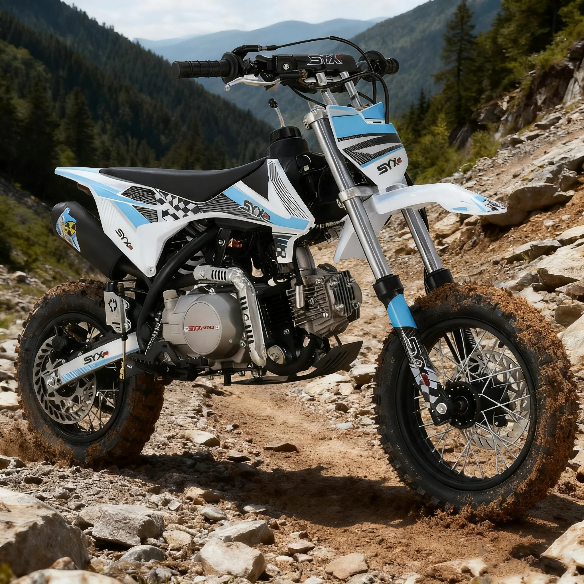 SYX MOTO 110cc Dirt Bike Motorcycle for Teens & Adults Automatic Clutch Electric Start 4-Stroke Gas-Powered Off-Road Bike