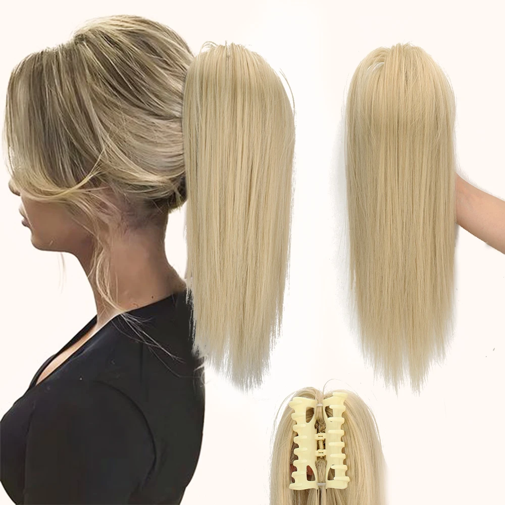 Extensiones de Cabello con Clip de garra sintética para mujer, coleta corta y recta desordenada, moño de pelo desordenado, accesorios para el cabello