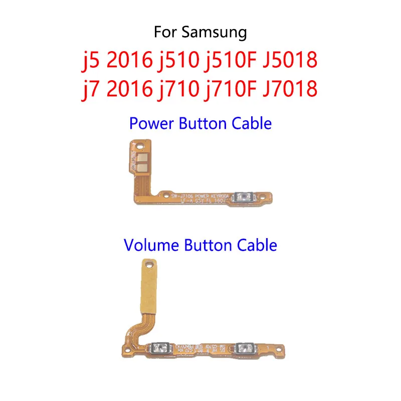 Botão liga/desliga, volume lateral externo, chave mudo, cabo flexível para samsung j5 2016 j510 j510f j5108 j7 j710 j710f j7108