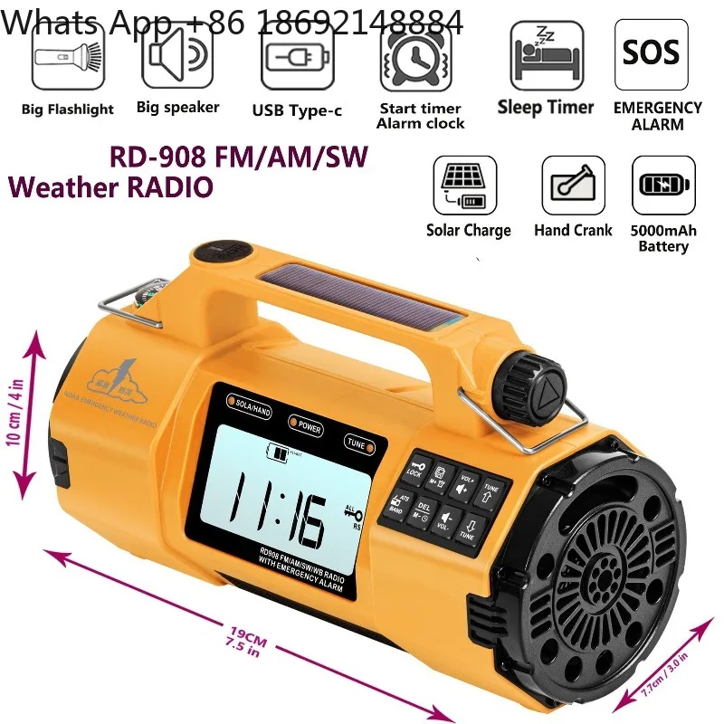 Disaster prevention radio FM/AM/SW/WB 4-band ultra-long flashlight high acceptance sensitivity