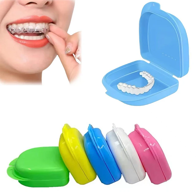 

40Pcs Dental Denture Tray Box Dental Orthodontic Retainer Case Plastic Teeth Container Denture Box False Teeth Protective Case