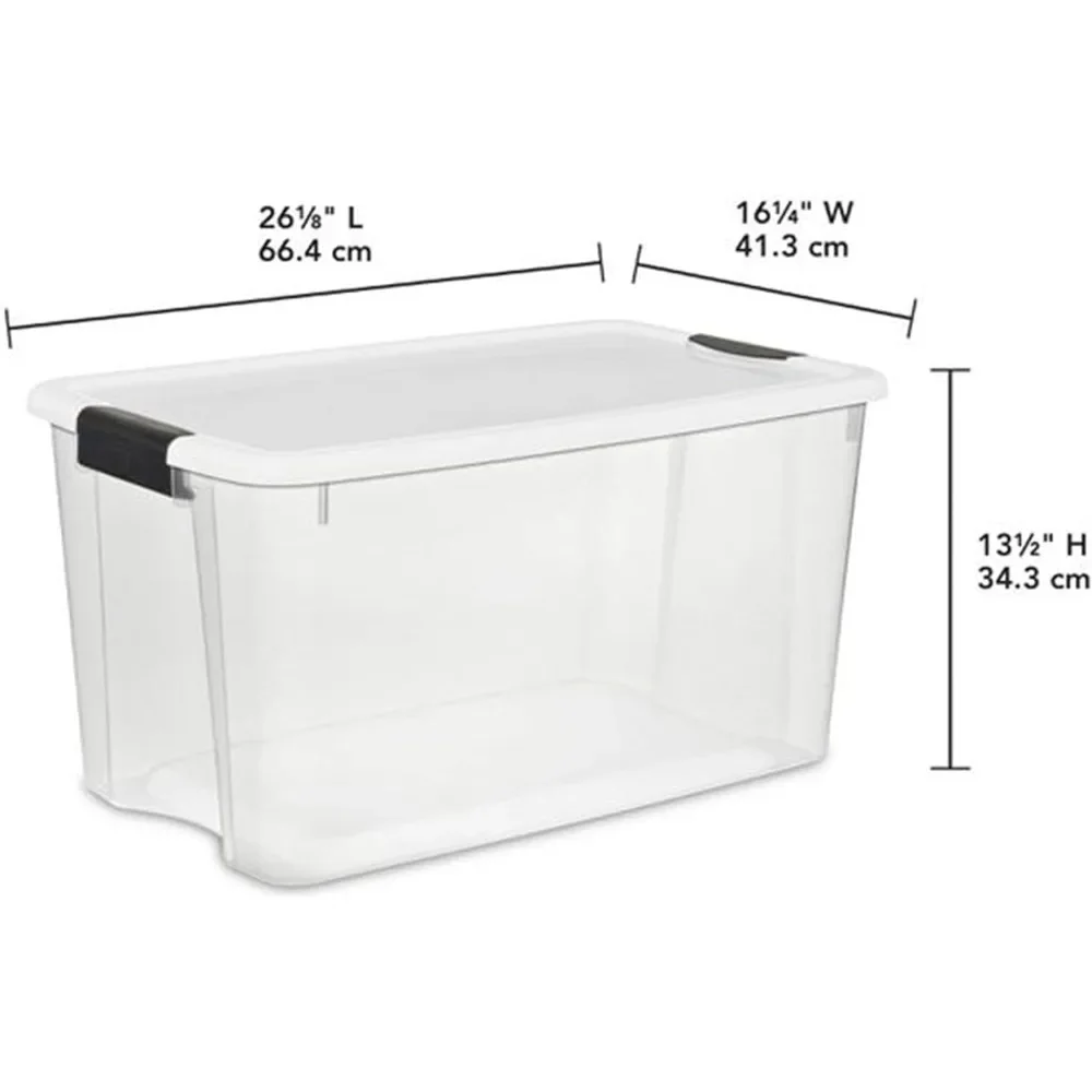 Imagem -02 - Sterilite Pack 70 qt Ultra Latch Box Compartimento de Armazenamento Empilhável com Tampa de Travamento Organizar Roupas Transparente