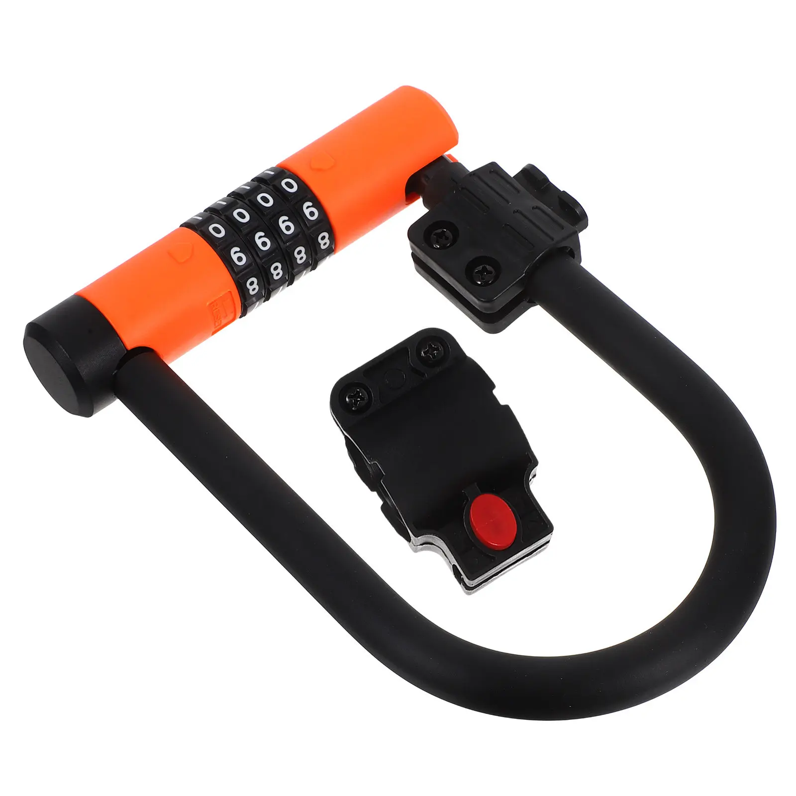 1Set Anti Theft Bicycle U Lock 4-Digits Resettable Combination Password Security Lock for Electric Bike Scooter Mountain Bike