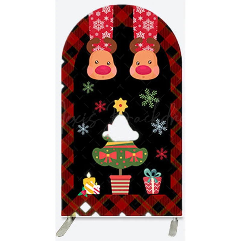 Christmas Pajamas Party Gingerbread Santa Arch Backdrop Kit Cute Elk Penguin Cat Christmas Backdrop Banner 2024 Xmas Party Decor