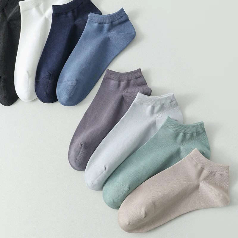 5 Paar Herren-Baumwollsocken, kurz, hochwertig, neu, lässig, atmungsaktiv, antibakteriell, Herren-Knöchelsocken, schwarz-weiß, Business-Socken – Detail 6