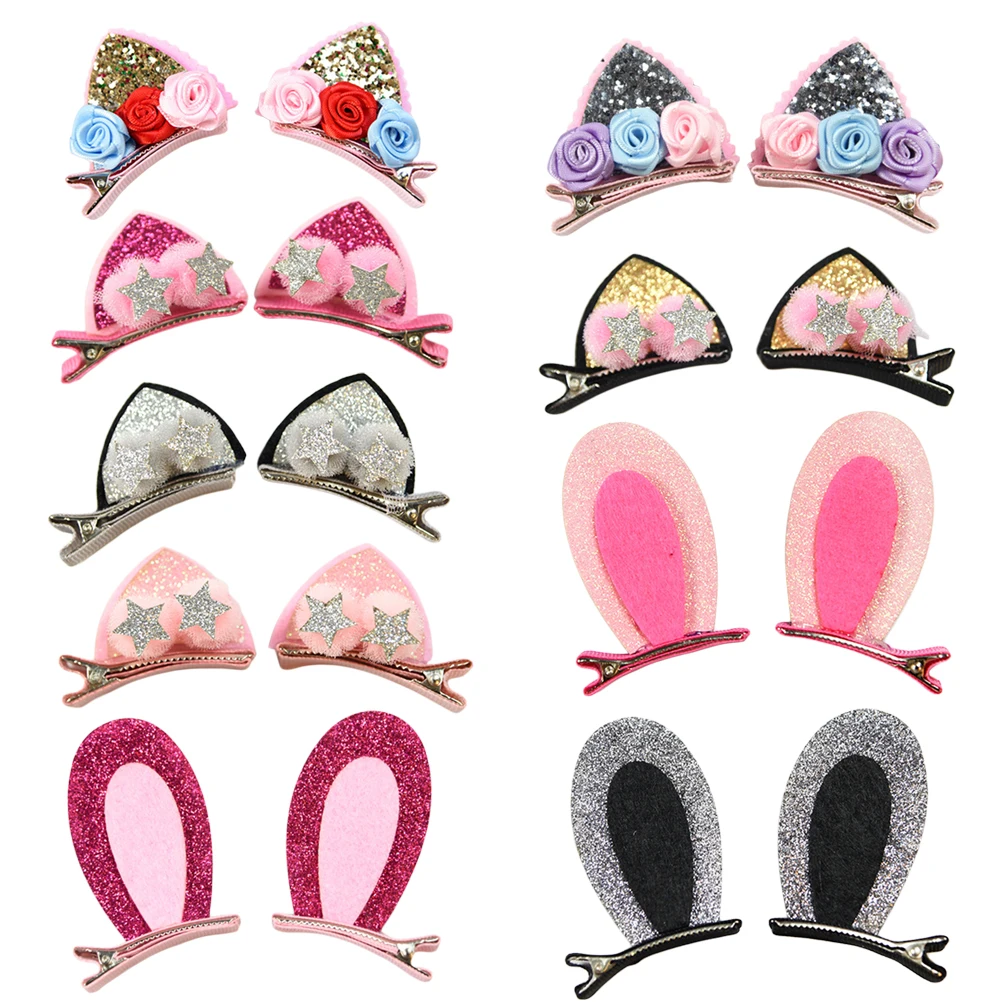 

18 Pcs Rabbit Ear Hair Clips for Kids Girls Cute Cotton Comfortable Hairpins Accessories Hair Care Styling