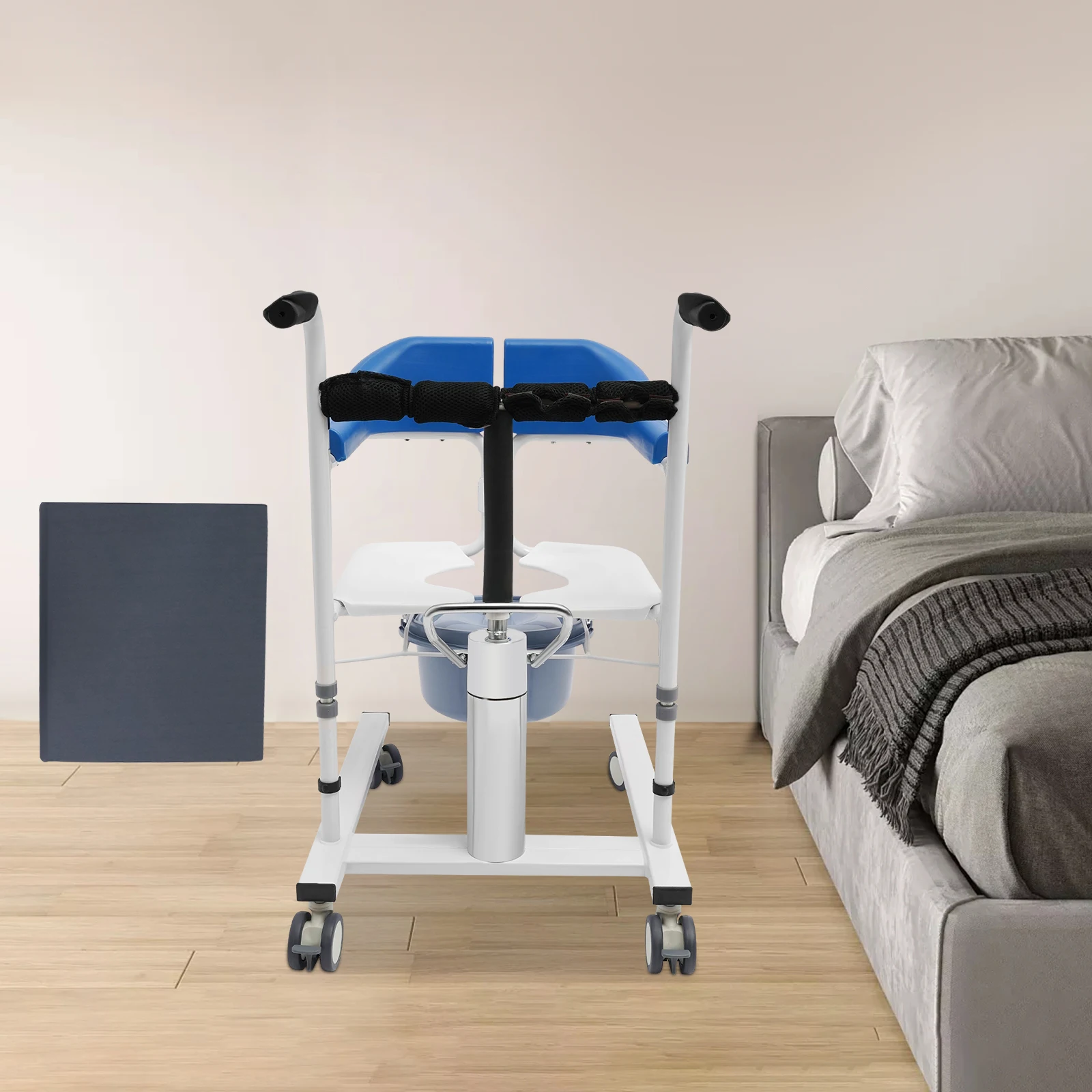 198.4 lbs Patient Transfer Machine with Safety Locking Mechanism, Removable Seat Cushion, Silent Universal Wheels