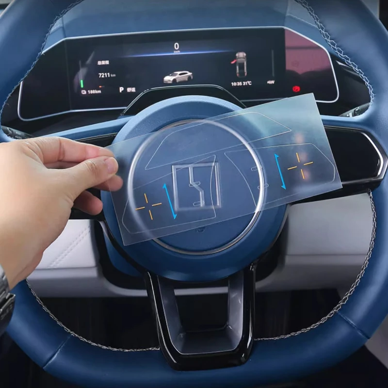 ل Zeekr 001 عجلة توجيه سيارة زر شفاف ملصقات بولي يوريثان مكيف الهواء لوحة أزرار طبقة حماية الملحقات الداخلية #2