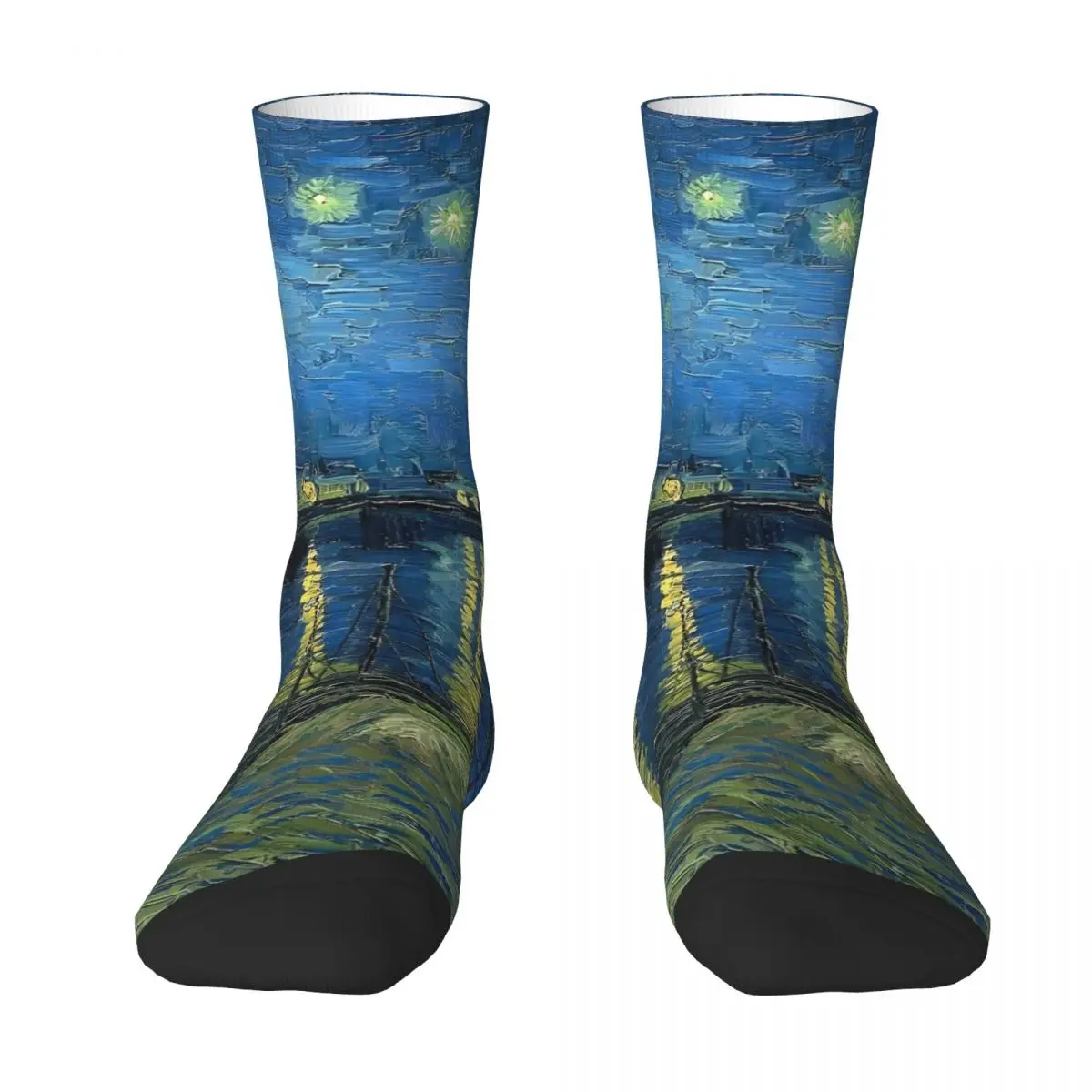 Vincent Van Gogh Stockings Men Starry Night Over the Rhone Socks Quality Novelty Socks Spring Running Sports Anti Skid Socks