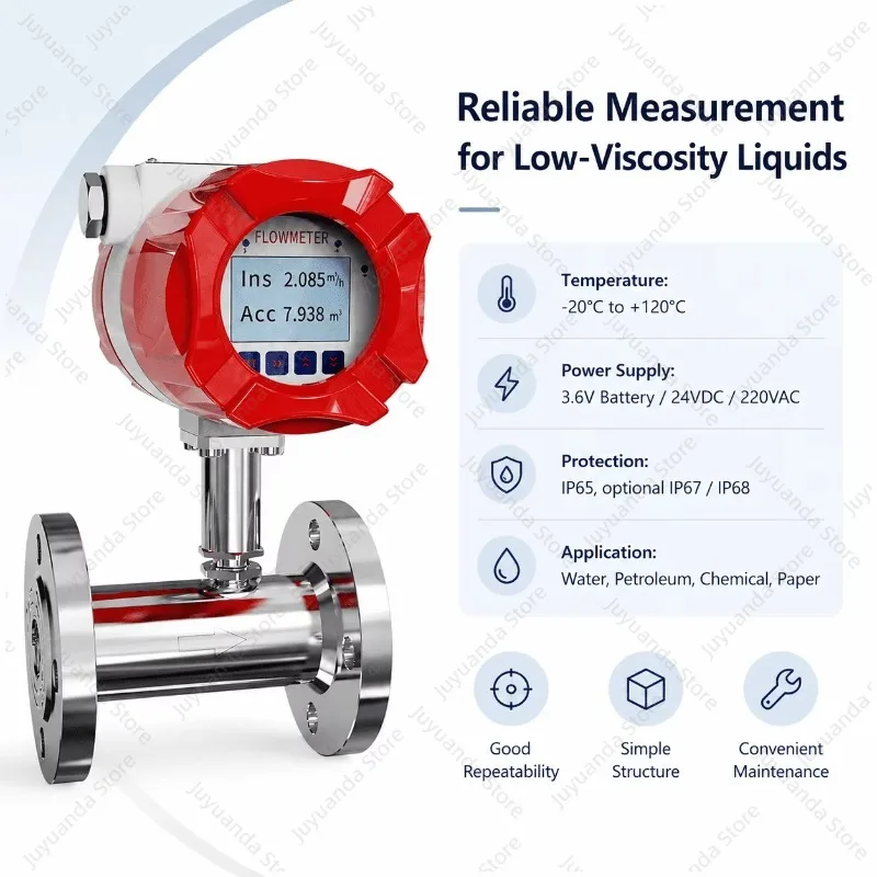 Customized High-Temp CE-Certified Featuring Liquid Turbine Flowmeter For High Temp Medium Pipeline with CE Standard