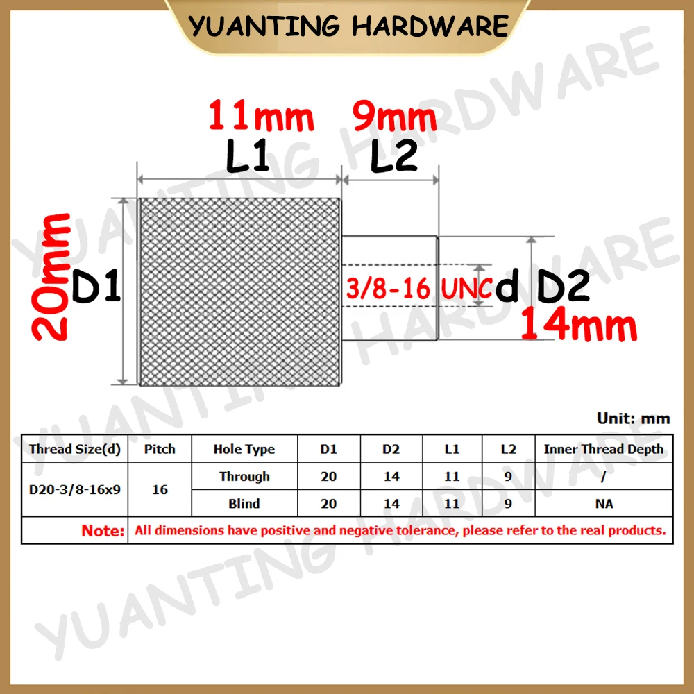 2Pcs UNC 3/8-16 Aluminum Thumb Nuts Hatching Knurling Hand TightenThumb Nut for FPV RC Models Blind Hole and Through Hole