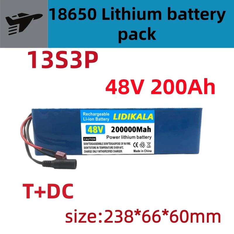 2026 Neues Upgrade Hochleistungs-48V 200000mAh 13S3P 18650 Lithium-Akku 500W, Integrierte BMS-Schutzplatine + 54,6V-Ladegerät, Wiederaufladbarer Ersatzakku für die Modifikation von