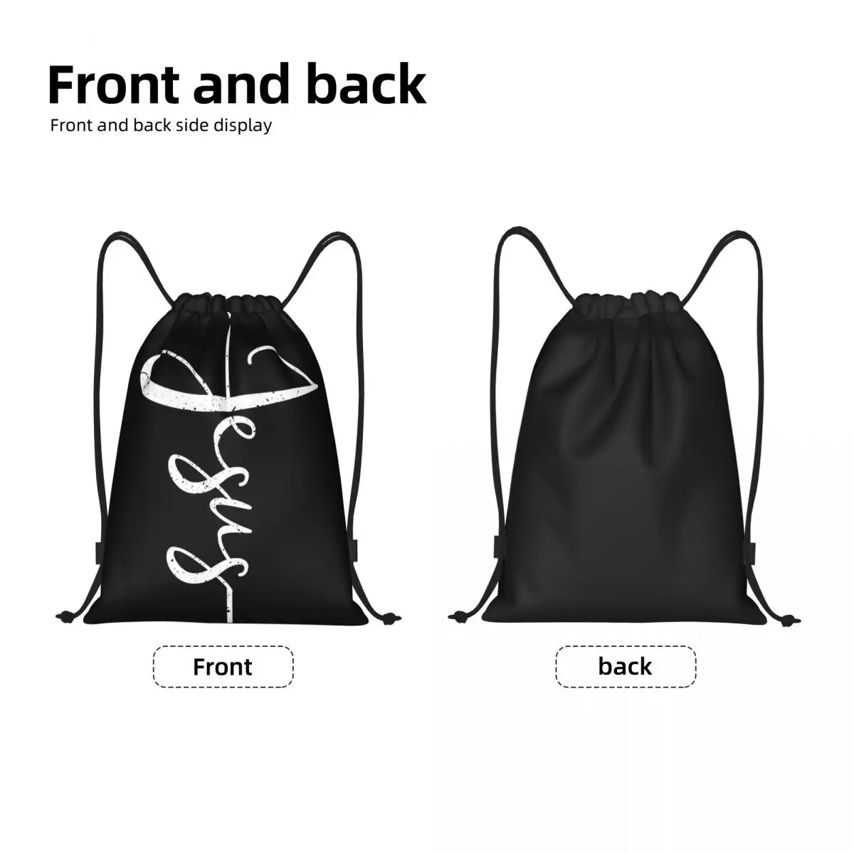 Jesus Christ On The Cross God Drawstring Bags Women Men Foldable Gym Sports Sackpack Christian Training Backpacks