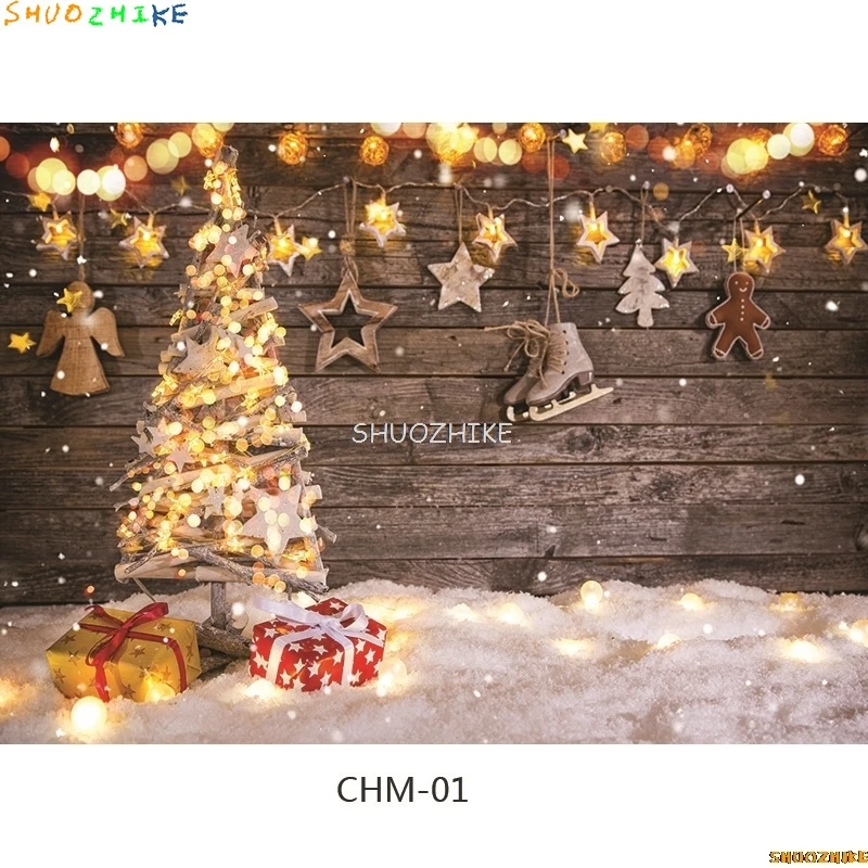 SHUOZHIKE عيد الميلاد خلفيات للتصوير الفوتوغرافي الدعامة شجرة عيد الميلاد الموقد التصوير خلفية القماش CHM-005
