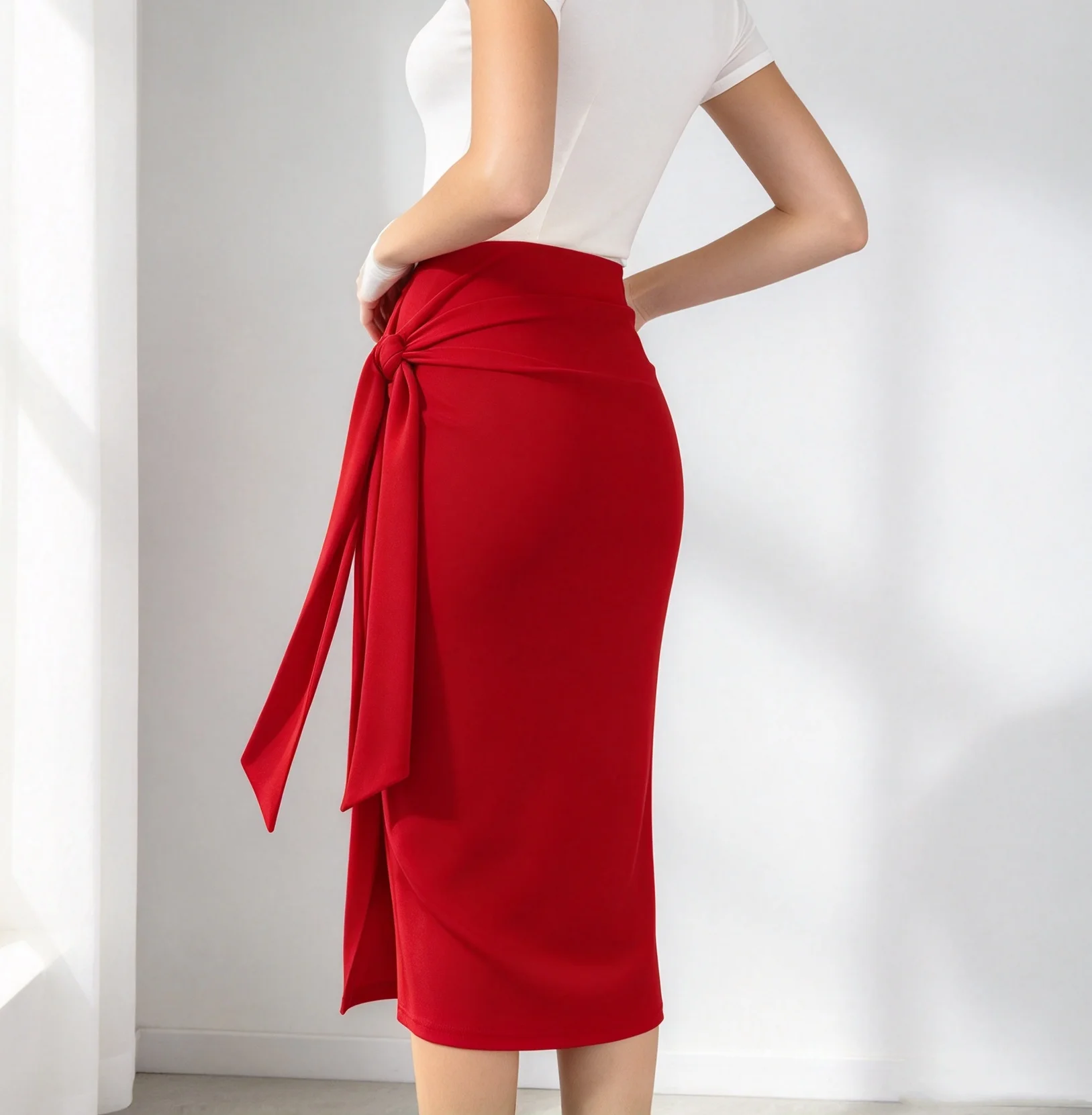 Women's Solid Bodycon Skirt, Elegant Skirt for Spring & Autumn