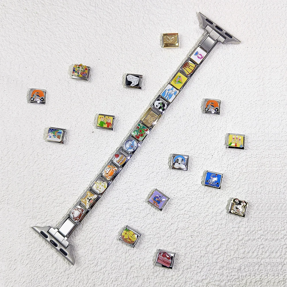 Trendy 14mm Strap Connector Adapter for Smart Watch  Stainless Steel Italian Charm Link Fit 9mm Bracelet Accessories DIY Jewelry