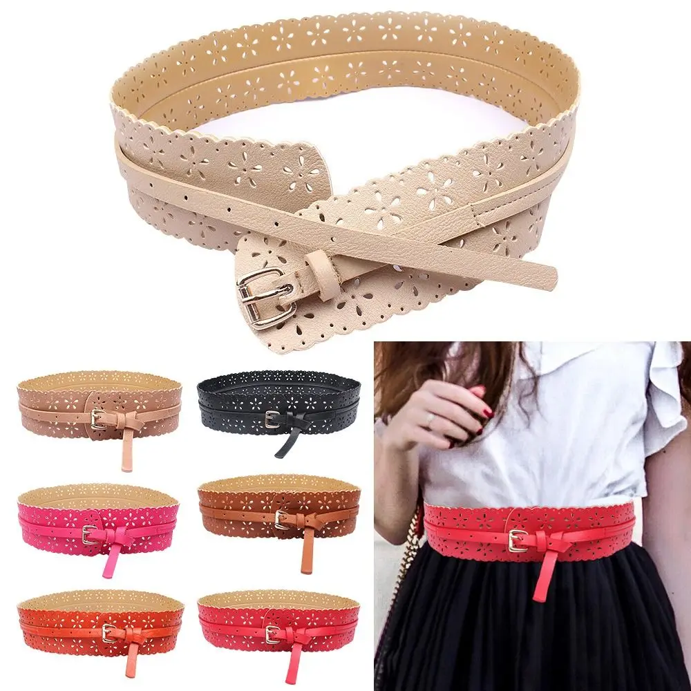 

Female Slim Fit Casual Hollow Out Corset Waistband Wide Waist Band Ladies Dress Cummerbands Soft Leather Belt