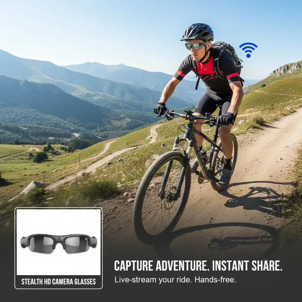 

Smart Sports Glasses Camera HD 1080P WiFi Audio Recording Glasses for Outdoor Activities Lenses with Built-in Microphone