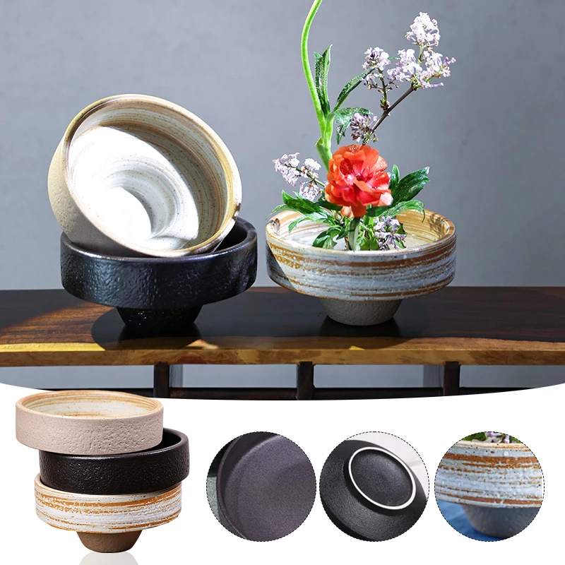 Japanese Ceramic Vase Tool Tea Ceremony Hydroponic Flower Arrangement Vessel Flower Pot Disc Hydroponic Living Room Decoration