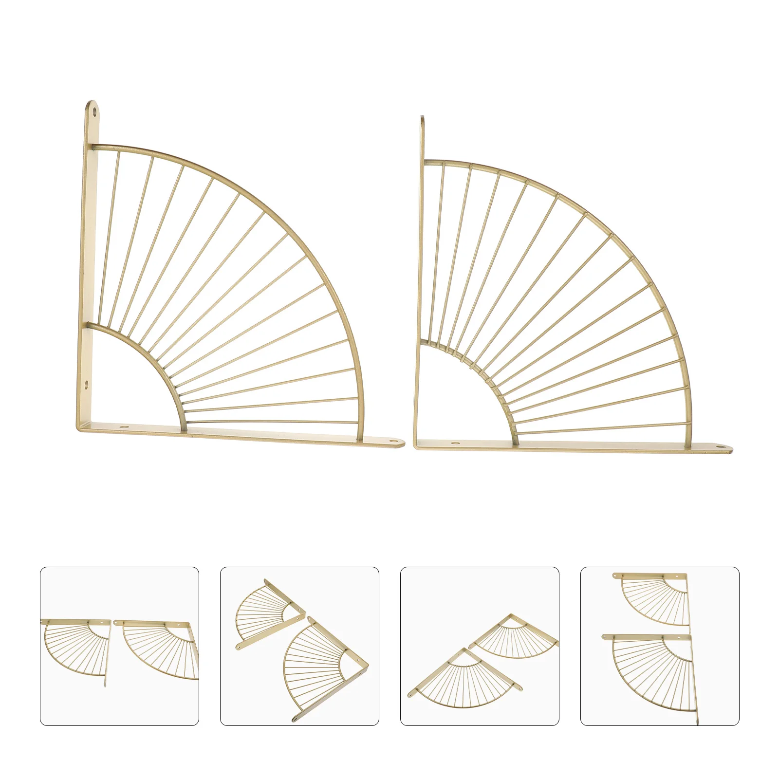 2pcs Iron L Shape Shelf Support Brackets Wall-Mounted Fan Shaped Fixing Bracket For Bathroom Kitchen Bedroom Space Saving