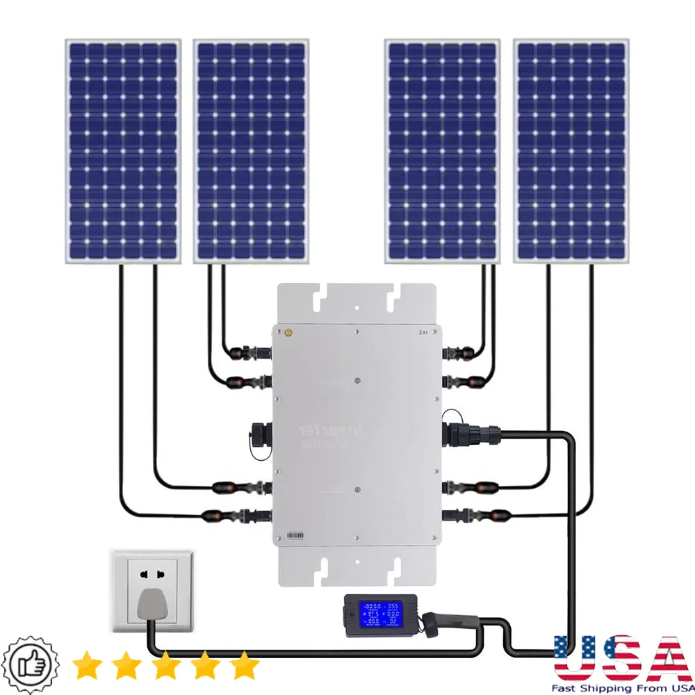 1200W Solar Panel Grid Tie Inverter IP65 Waterproof Pure Sine Wave Design SPWM Control Technology Easy Installation High