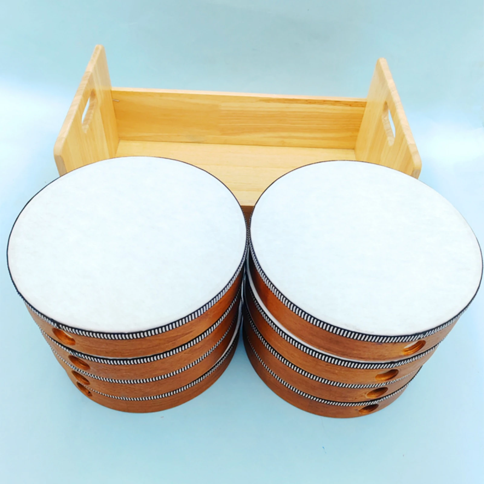 ホルダー付きドラム-8インチ木製ハンドドラム打楽器-初心者向け、家庭練習、音楽教室に最適なコンパクトタイプ