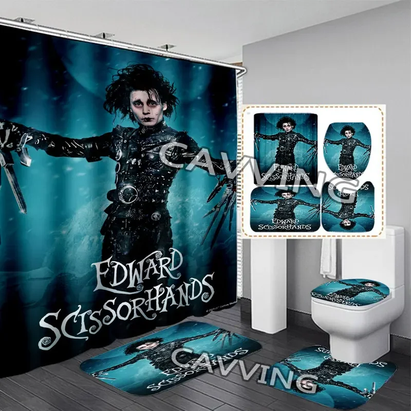 Edward Scissorhands 3D shower curtains waterproof bathroom curtain anti-slip bath mat set toilet rugs carpet home decor