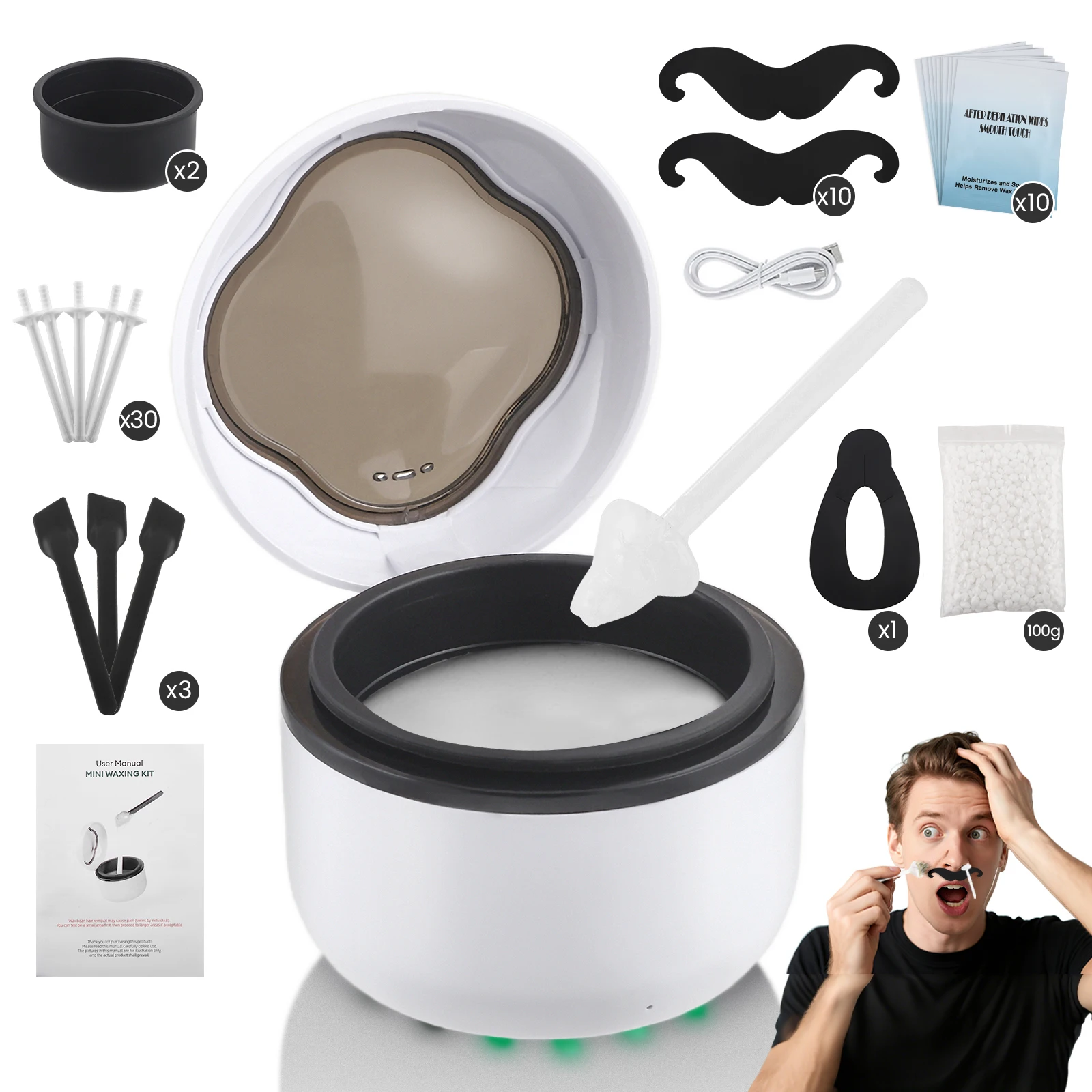 

Foreverlily Nose Wax Kit For Men And Women, 40g Capacity, Nose Hair Removal With Anti-Lost Lid, Reusable Silicone Tools