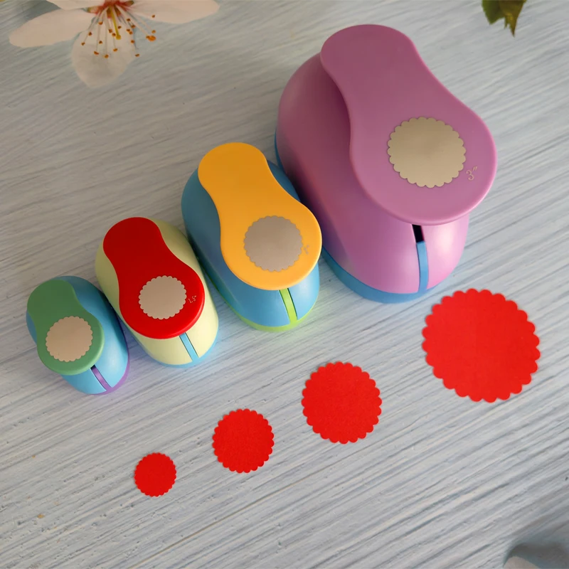 1szt 3" 2" 1.5" 1" Wave Circle Craft Punch Round Hole Paper Cutter Scrapbooking School Puncher EVA Greeting Card DIY Making Cut