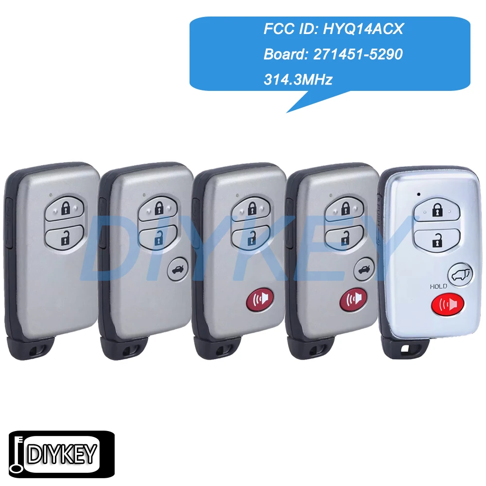 Smart Remote Car Key Fob 314.3MHz for Toyota Venza Prius C Prius V 4Runner 2009-2018 FCC ID: HYQ14ACX Board: 271451-5290