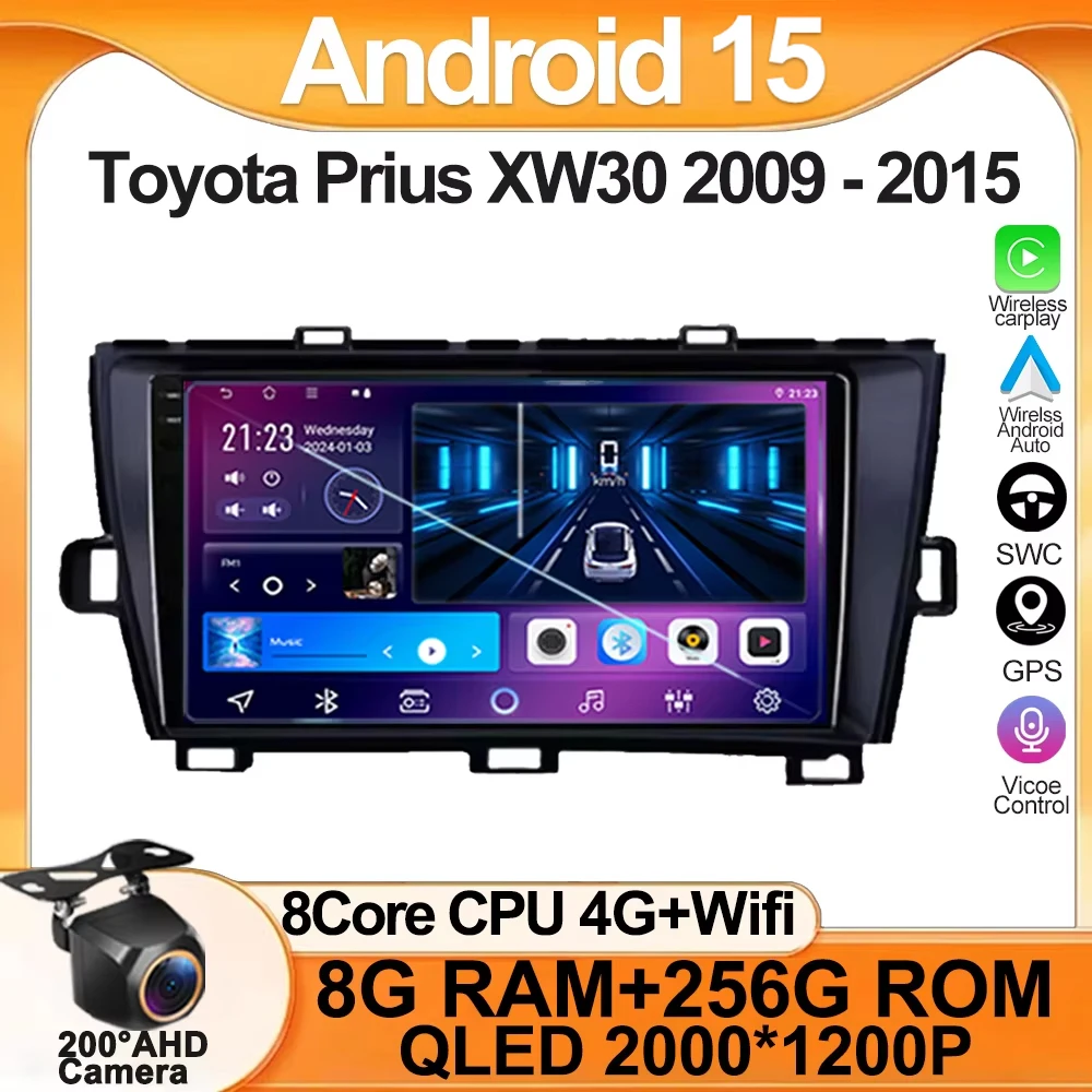 

Android 15 для Toyota Prius XW30 30 2009-2015 GPS-навигация Стерео головное устройство без 2din DVD Видеорегистратор QLED Экран Мультимедийный плеер