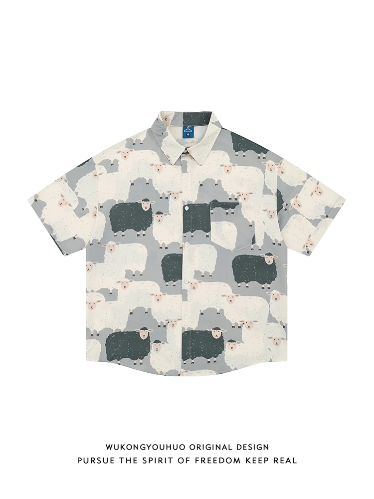 

Casual Summer ort Sve irt Men's Loose Couple irt Ins Cartoon eep Print Breathable Comfortable Youth ular Sle