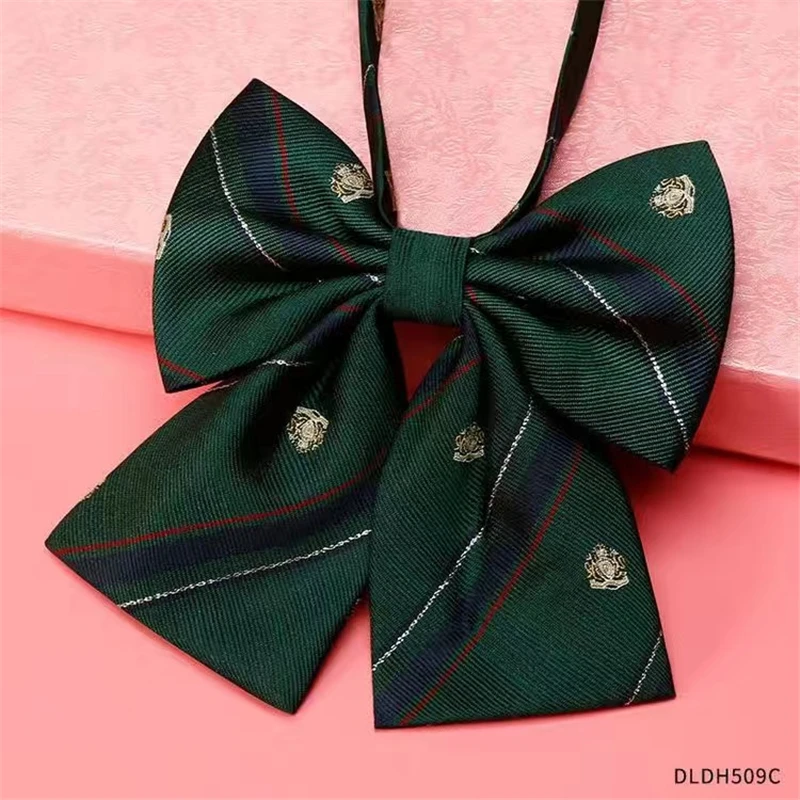 Christmas Crown Pattern Series Red Long Tie And Bow Tie Girls Korean Students Tie Zipper Necktie Choker For JK School Uniforms