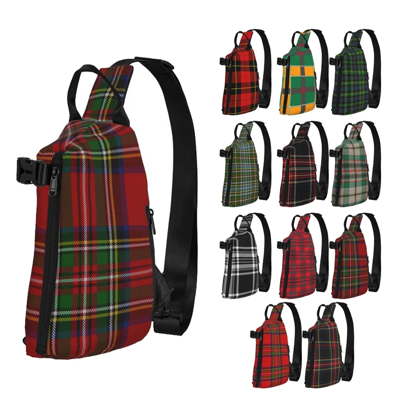 Stewart Black Modern Original Scottish Tartan Shoulder Bags Chest Cross Chest Bag Diagonally Casual Messenger Bag Travel Handbag